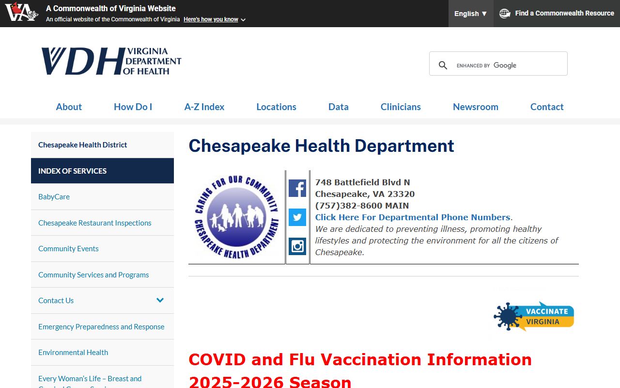Chesapeake Health Department Vital Records Office for Chesapeake death index