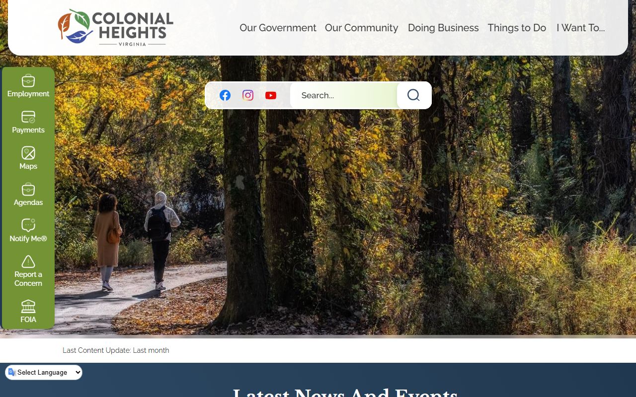 Colonial Heights city government website for Colonial Heights death index research