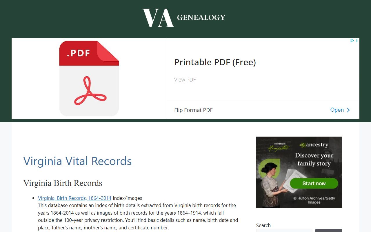 Fredericksburg genealogy records database for death index research