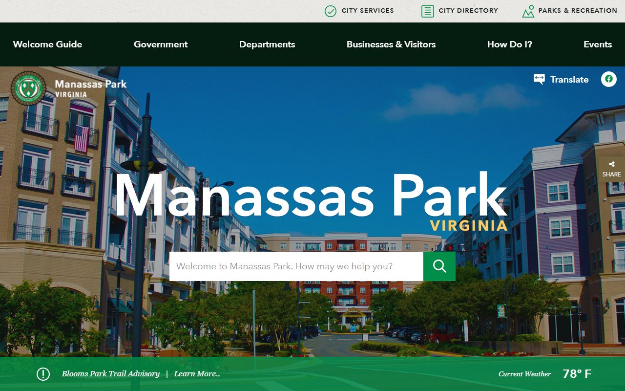 Manassas Park city government portal for death index research