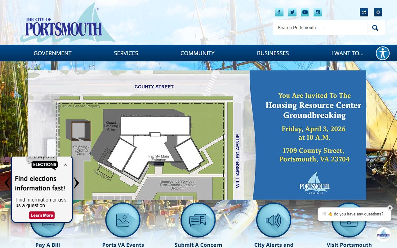 Portsmouth Virginia city government portal death index records
