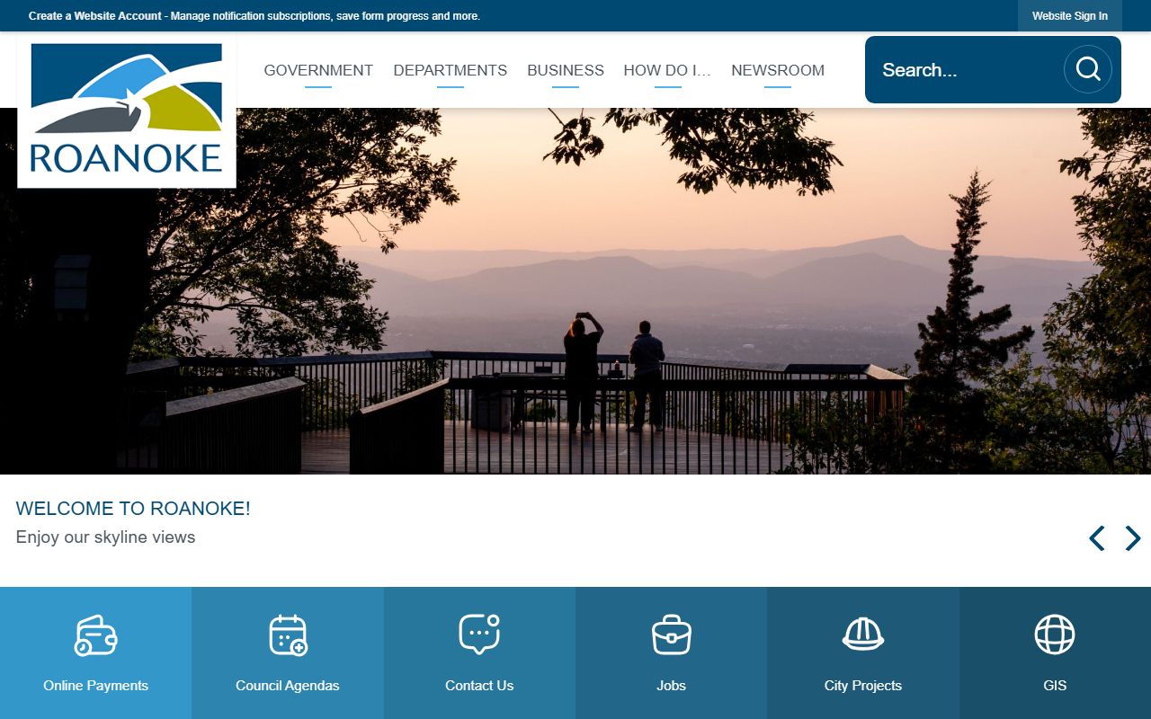 Roanoke Virginia city government portal death index records