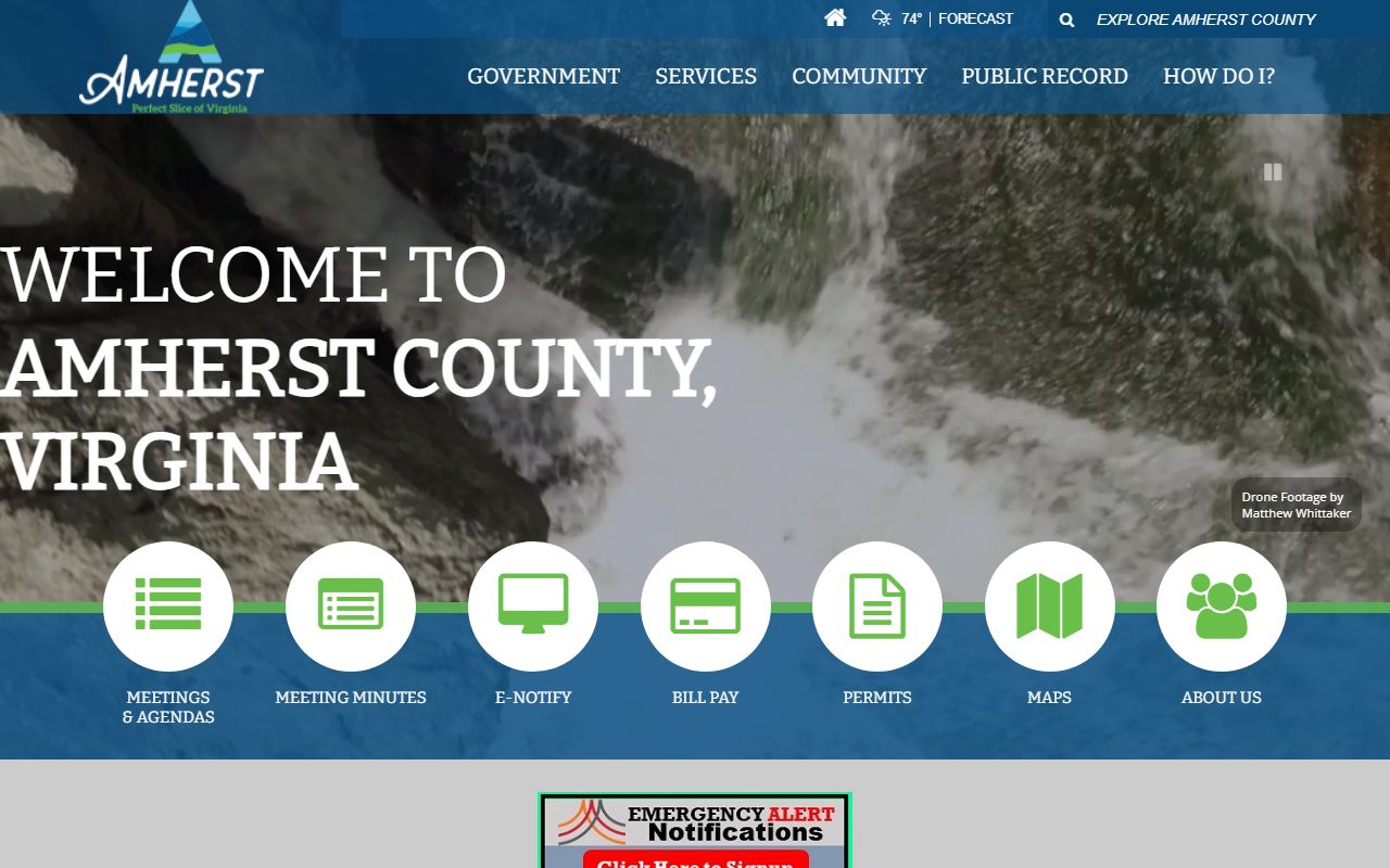 Amherst County government website for local records and death index access