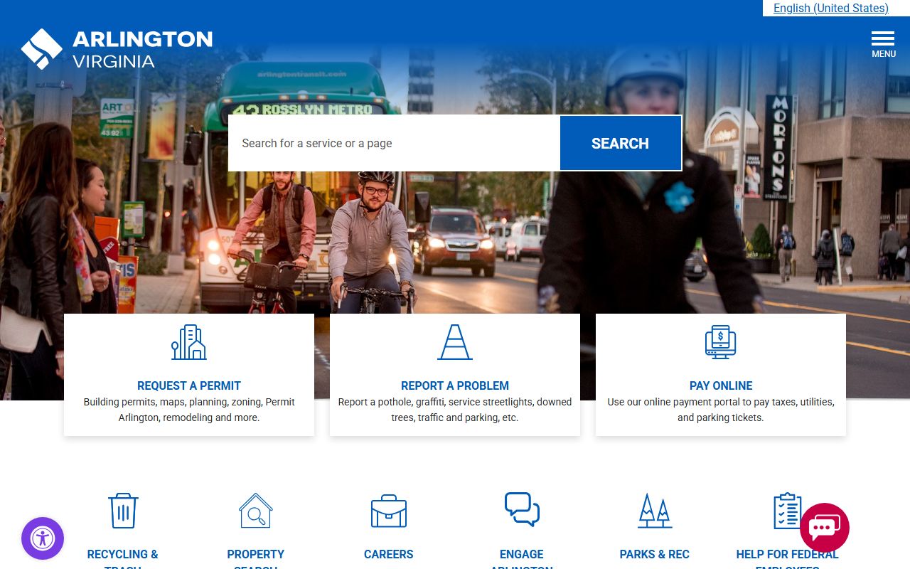 Arlington County official government website for death index and records access
