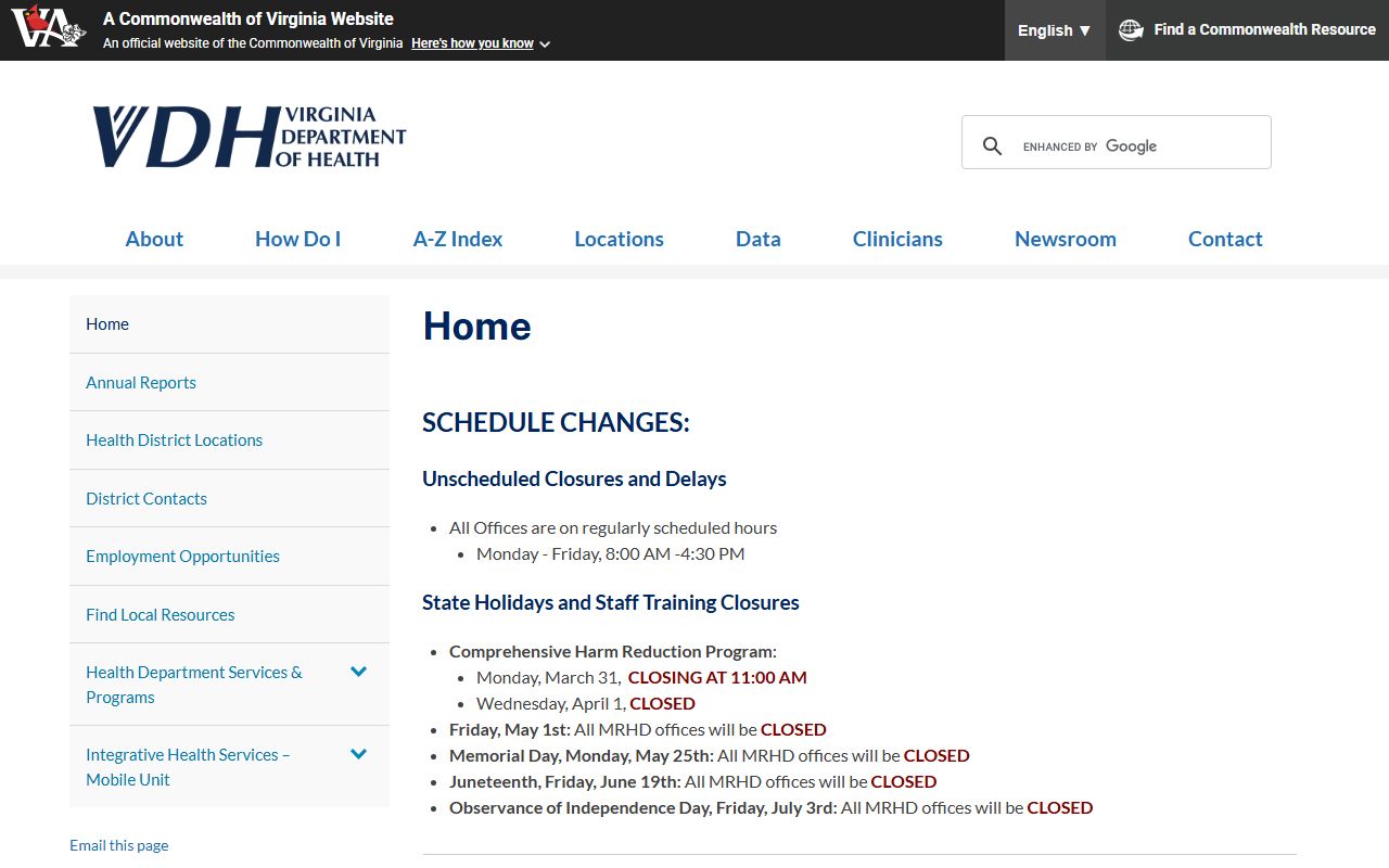 Bland County Virginia Health Department district death index