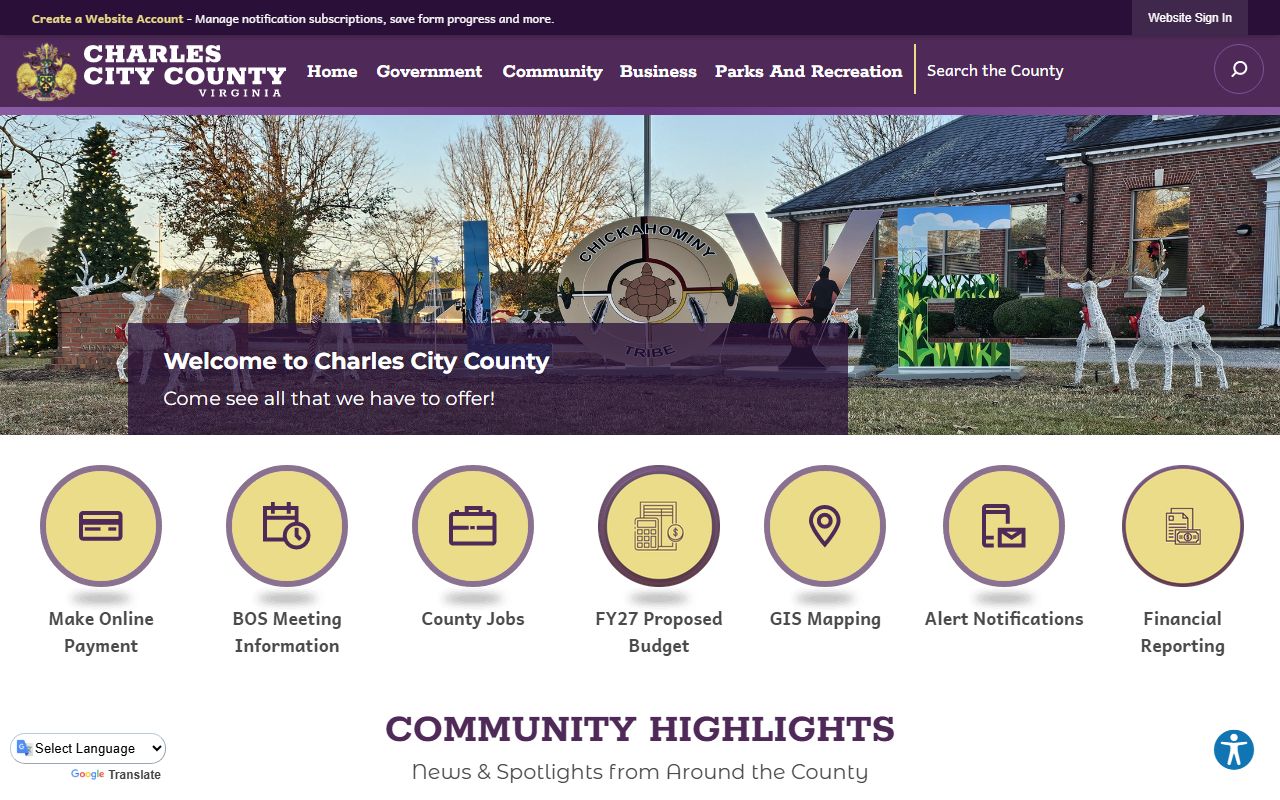 Charles City County official government website death index