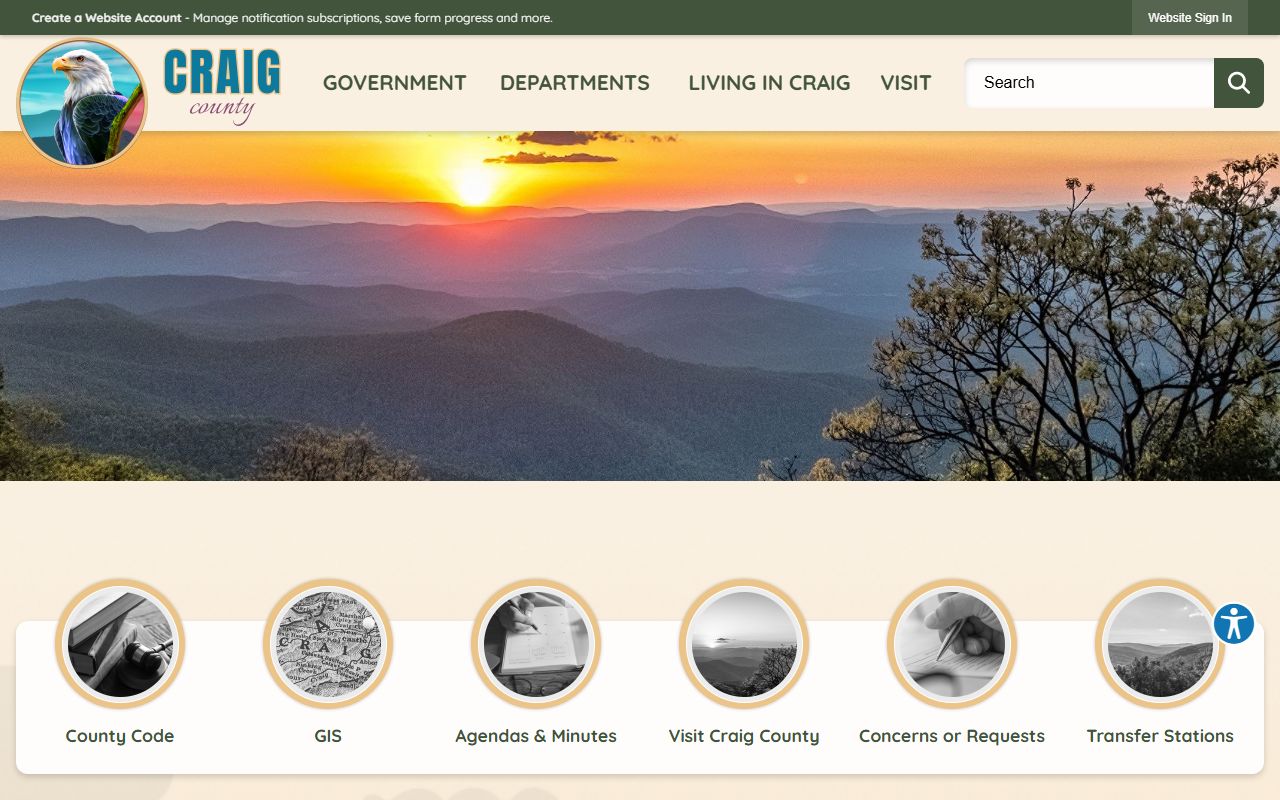 Craig County Virginia government website death index records
