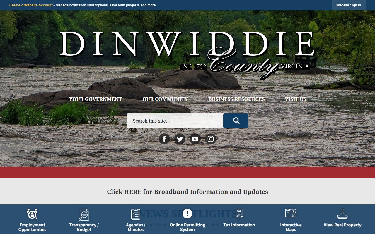 Dinwiddie County Virginia government website death index records
