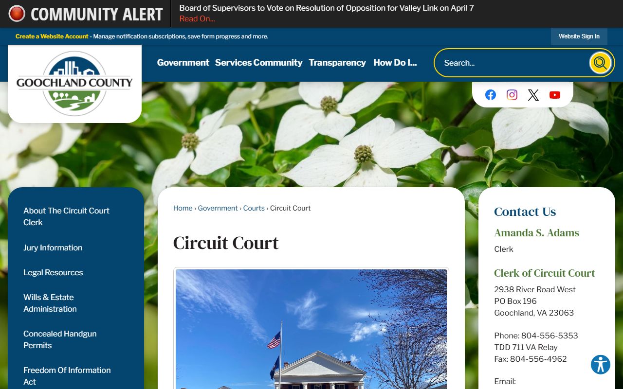 Goochland County official government portal death index