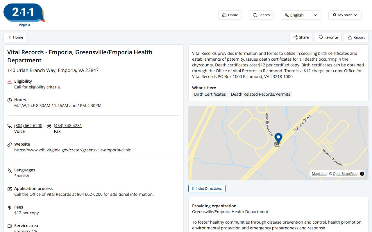 Greensville County VDH health department death index