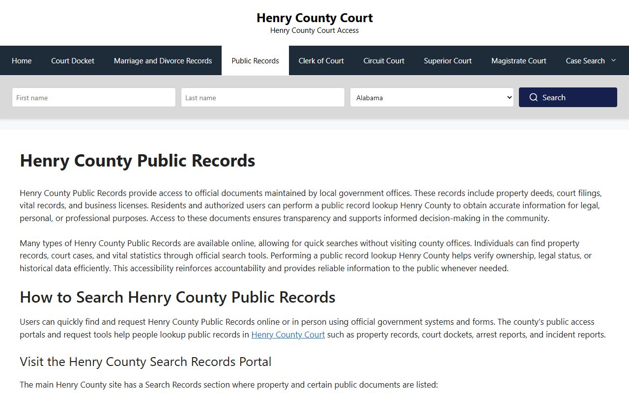 Henry County court records portal death index Virginia