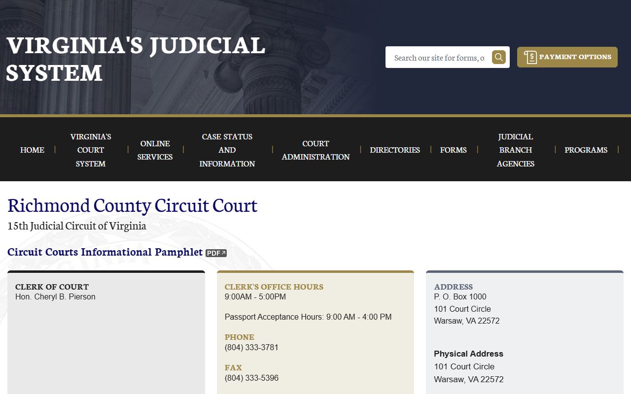 Richmond County Virginia state judiciary portal death index