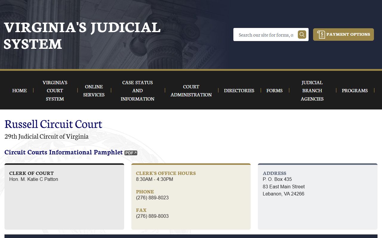 Russell County Virginia state judiciary circuit court death index