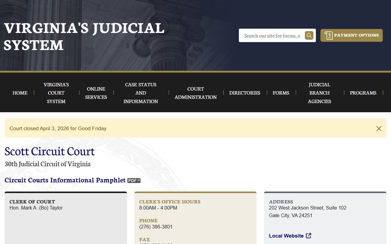Scott County Circuit Court Virginia judiciary death index portal