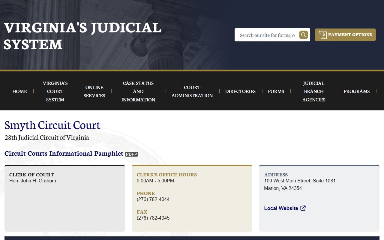 Smyth County Circuit Court Virginia judiciary death index portal