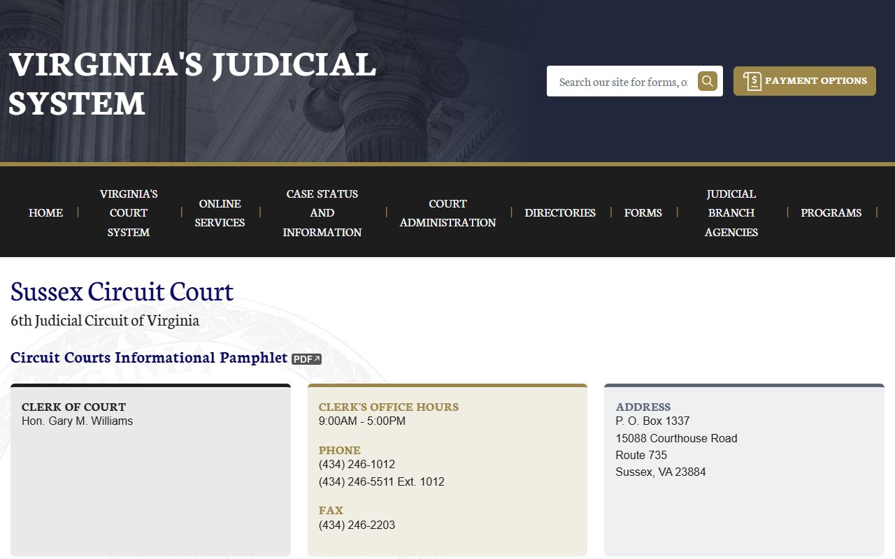 Sussex County Virginia state judiciary circuit court death index