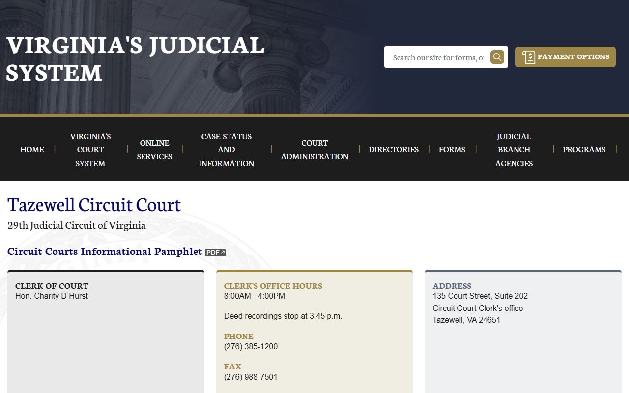 Tazewell County Virginia state judiciary circuit court death index