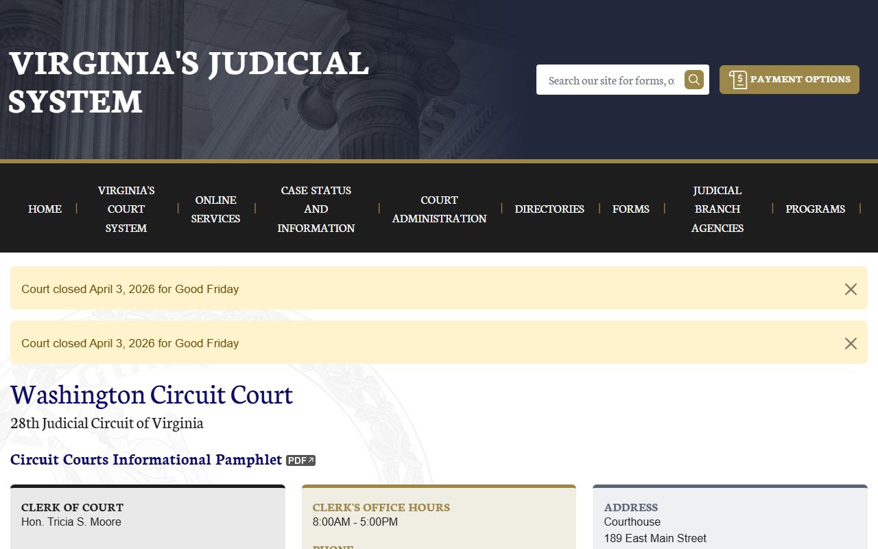 Washington County Circuit Court Virginia judiciary death index portal
