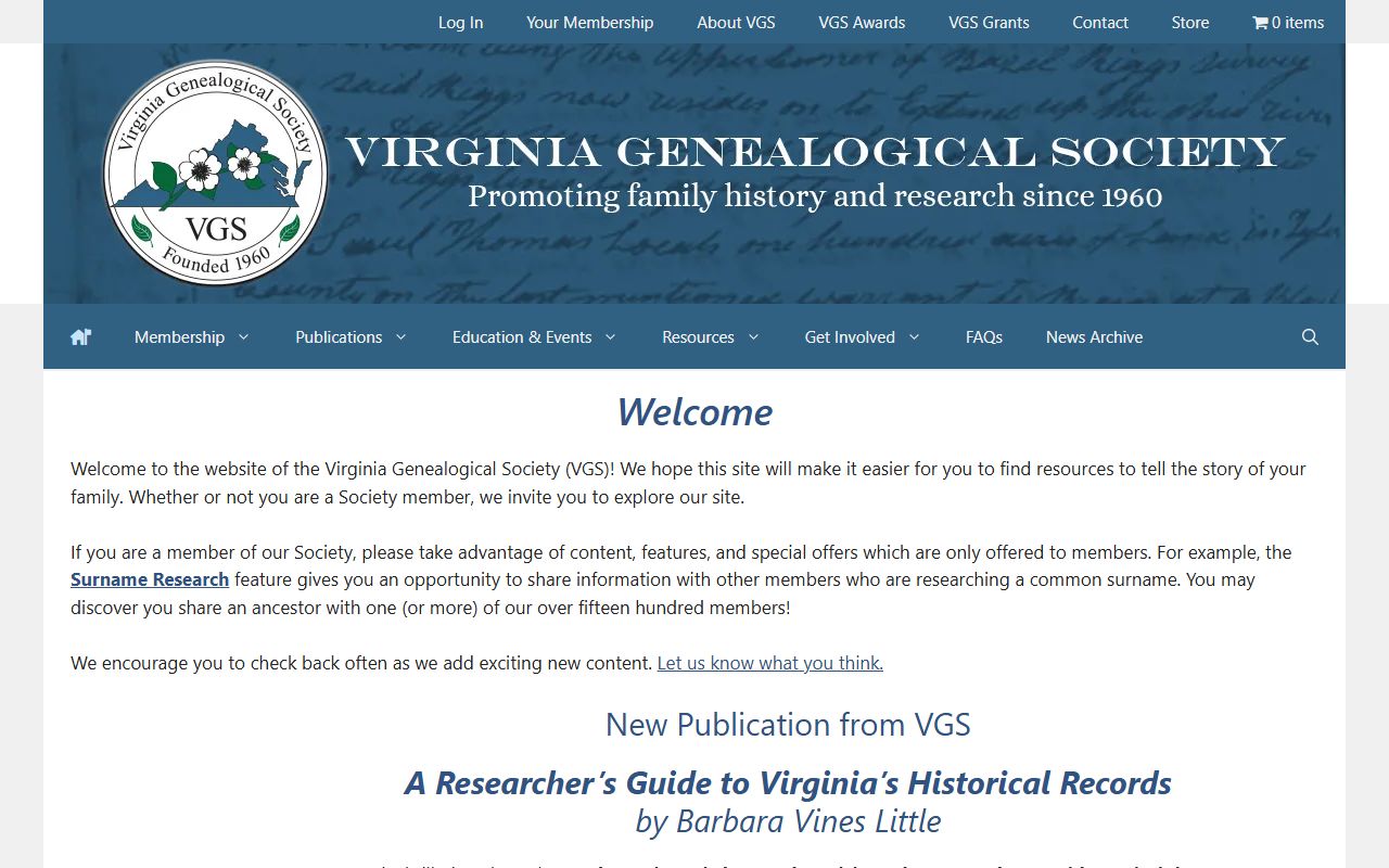 Virginia Genealogical Society - sponsor of the Death Index of Virginia 1853-1896