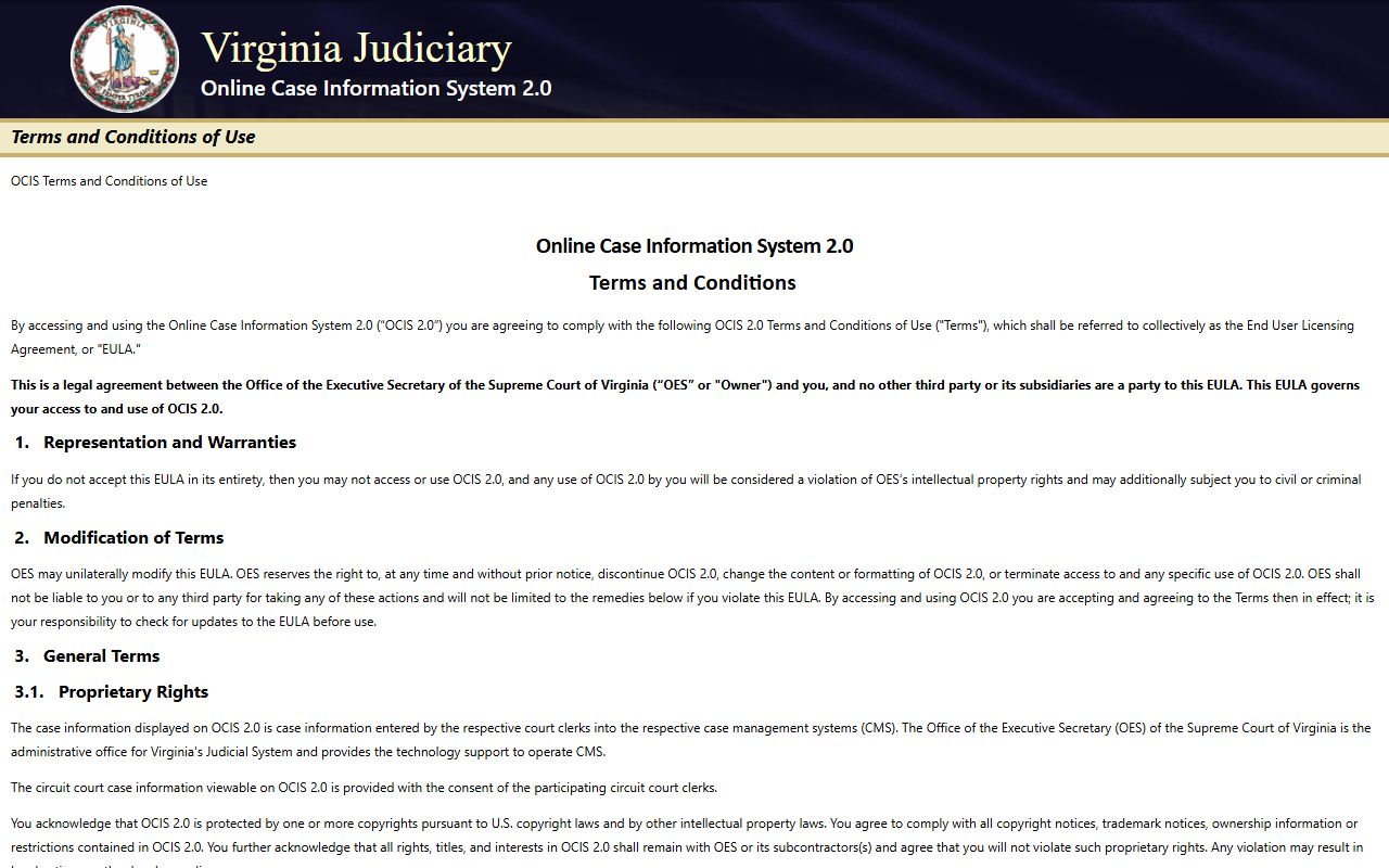 Virginia Online Case Information System for probate records linked to death index